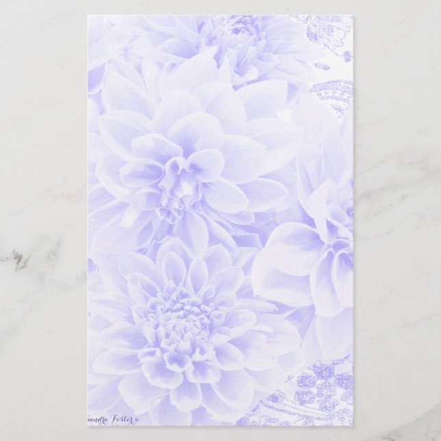 Papelería Dalias en azul (Anverso)