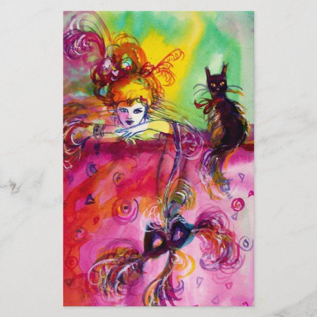 Papelería DAMA CON CHICAS NEGRAS / Mascarada veneciana (Anverso)