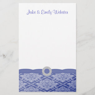 Papelería Damasco azul hermoso personalizado