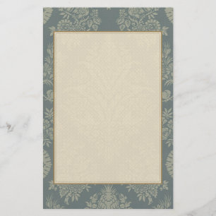 Papelería Damasco del vintage en verde antiguo