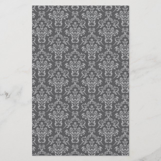 Papelería Damasco en gris (Anverso)