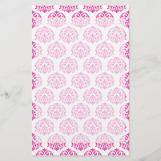 Papelería Damasco rosa caliente (Anverso)