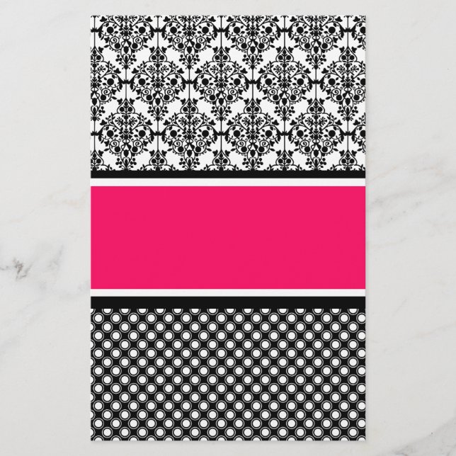 Papelería damasco rosa caliente (Anverso)