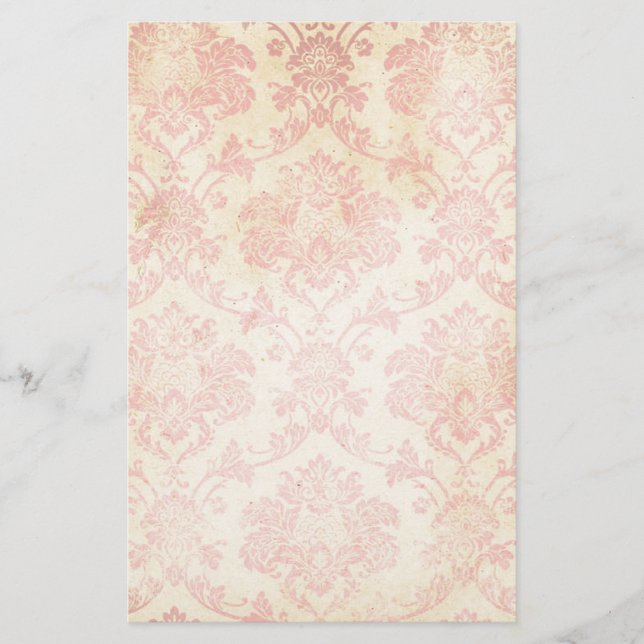 Papelería Damasco rosado del vintage (Anverso)