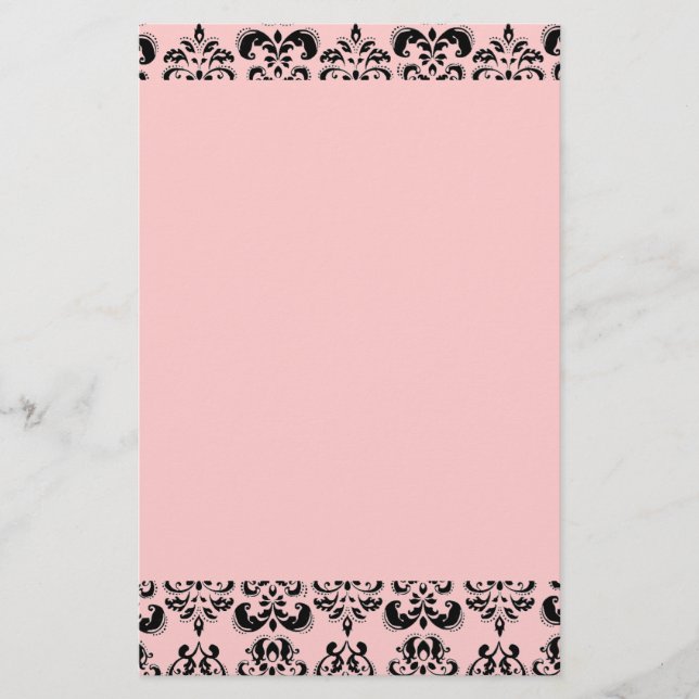 Papelería DAMASK, negro y rosa (Anverso)