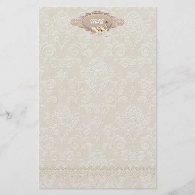 Papelería Damask Swan Elegance (Anverso)