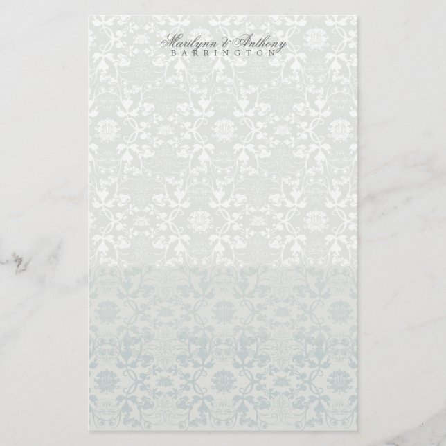 Papelería Damask Swirls Lace Dream Gracias Stationery (Anverso)