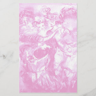 Papelería DANZA del CARNAVAL, blanco rosado