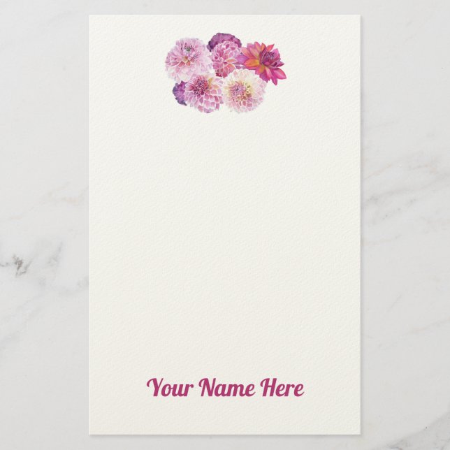 Papelería Dazzling Dahlias Personalized Stationery (Anverso)