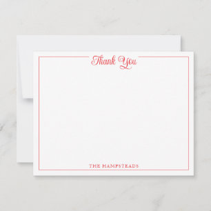 Papelería de agradecimiento rojo brillante de letr