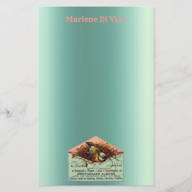 Papelería de aves de nidificación vintage (Anverso)