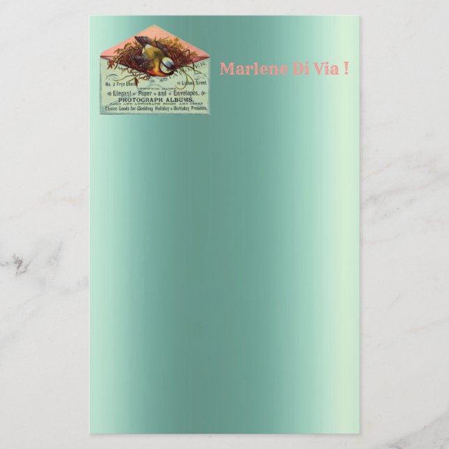 Papelería de aves de nidificación vintage (Anverso)