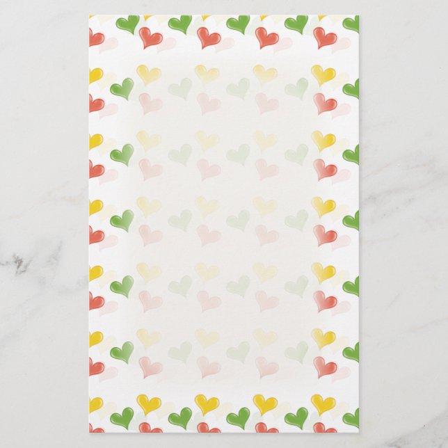 Papelería de corazones coloridos (Anverso)