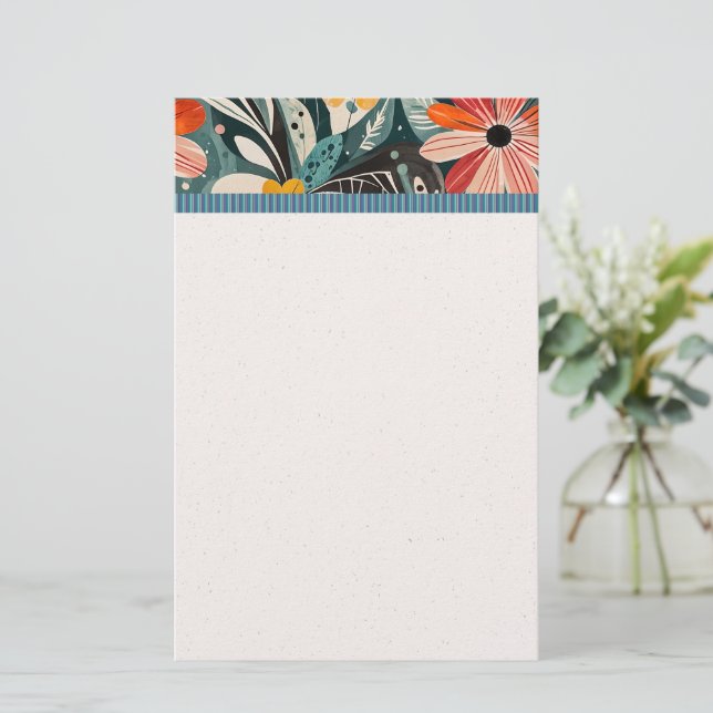 Papelería de Flores Felices Contemporáneas (Anverso de pie)