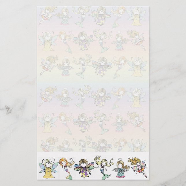 Papelería de Hada Encantadora Sirena Ángel (Anverso)