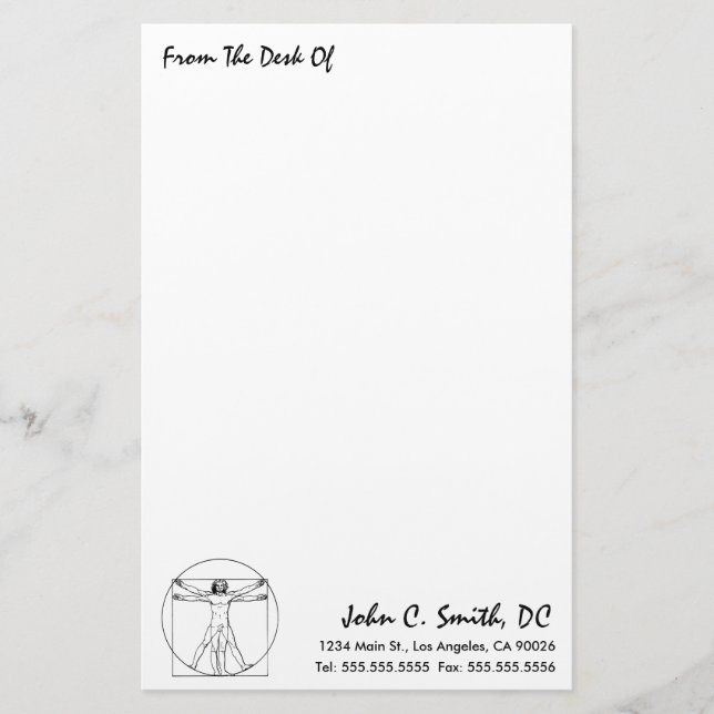 Papelería "De la mesa de" Estaciones Quiroprácticas (Anverso)