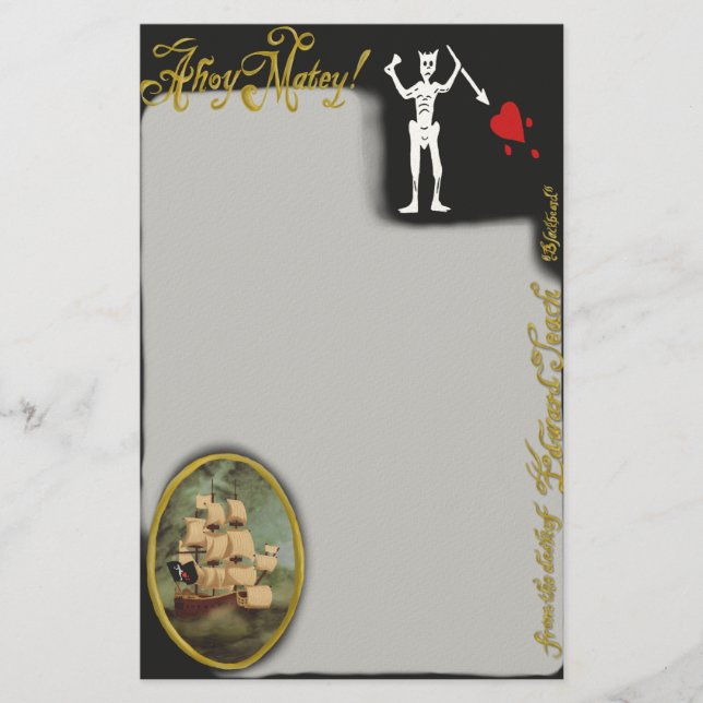 Papelería De la oficina del Pirata Edward Teach Stationery (Anverso)