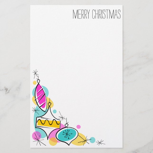 Papelería de Navidades Retro Tree Baubles Corner (Anverso)