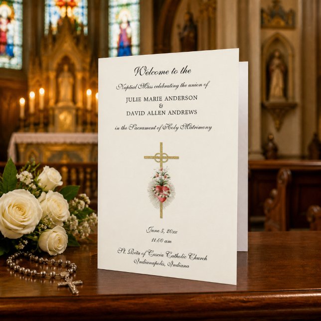 Papelería de programa de boda católica elegante y  (Subido por el creador)