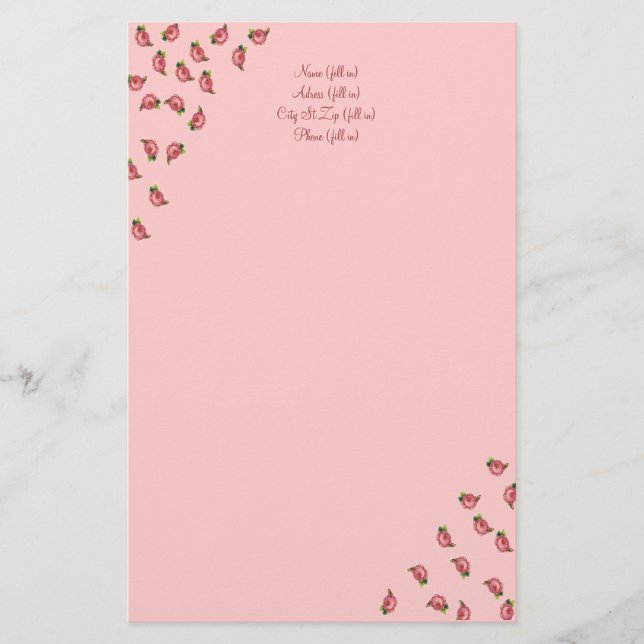 Papelería de Rosa de personalizable - Incluya su n (Anverso)