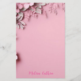 Papelería Decoración de flores rosas con fondo rosa