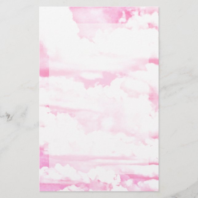 Papelería Decoración rosa claro y elegante con nubes (Anverso)