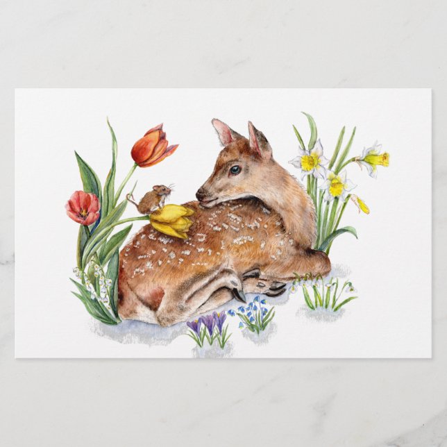 Papelería Deer de primavera (Anverso)