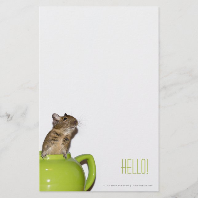 Papelería Degu en una tetera 'Hello (Anverso)