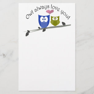 Papelería Del búho amor siempre usted, arte lindo de los