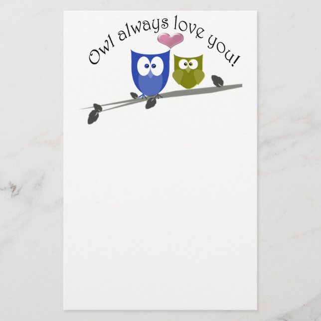 Papelería Del búho amor siempre usted, arte lindo de los (Anverso)