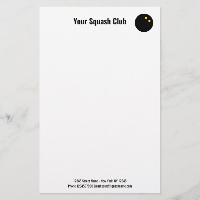 Papelería del club de squash con el logo de la pel (Anverso)