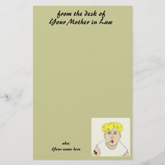 Papelería del escritorio de , Su madre en derecho (Anverso)