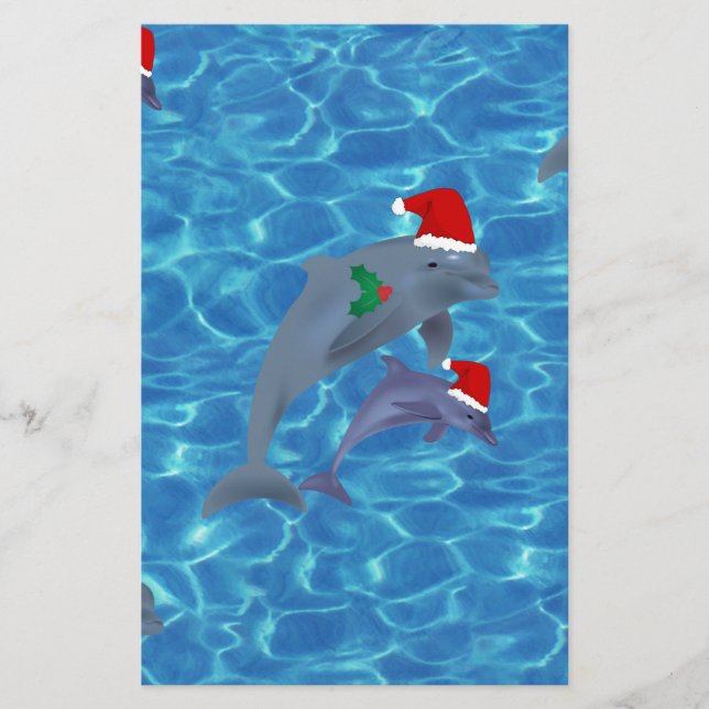 Papelería delfines de santa claus (Anverso)