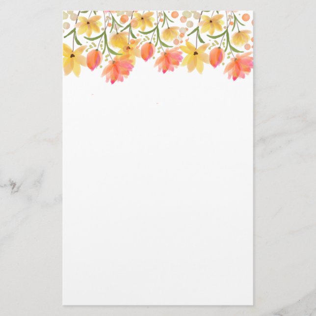 Papelería Delicate Garden Floral Monogram Stationery Paper (Anverso)