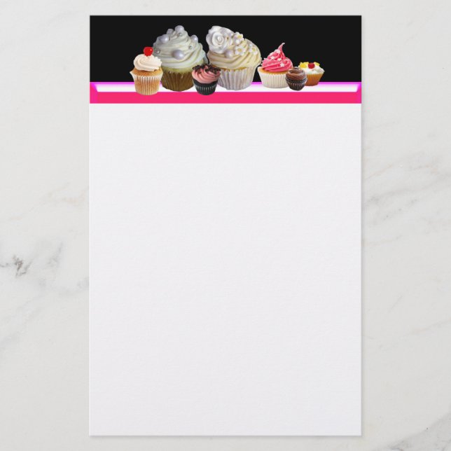 Papelería DELICIOSOS CUPCAKES DESIERTOS TIENDA, rosa, fuchsi (Anverso)