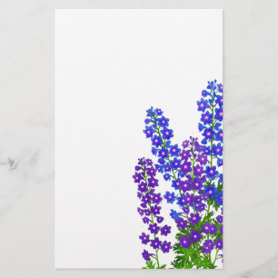 Papelería Delphinium Larkspur Floral Garden Stationery