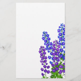 Papelería Delphinium Larkspur Floral Garden Stationery