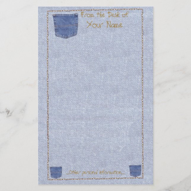 Papelería Denim y papeleta de bolsillo (Anverso)