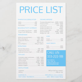 Papelería Dental Practice Dentist Simple Price List