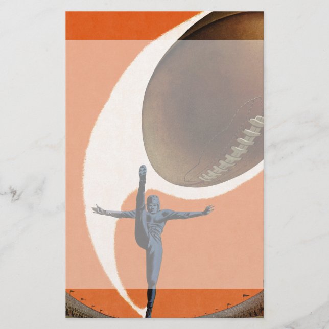 Papelería Deportes de época, jugador de fútbol patea la pelo (Anverso)