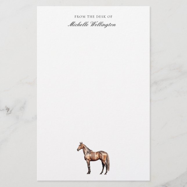 Papelería Desde El Escritorio De | Elegante nombre ecuestre  (Anverso)