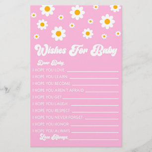 Papelería Deseos De Daisy Retro Rosa Para La Actividad De Ba