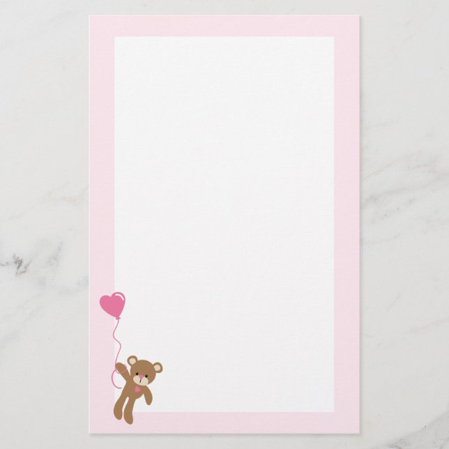 Papelería Día de San Valentín de oso marrón (Anverso)