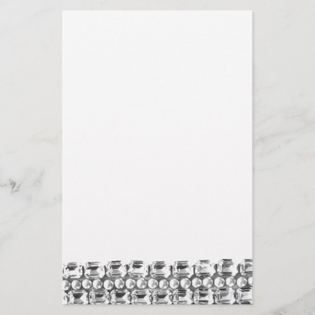 Papelería Diamantes de época y perlas (Anverso)