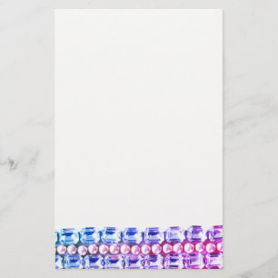Papelería Diamantes de imitación rosas y azules y perlas