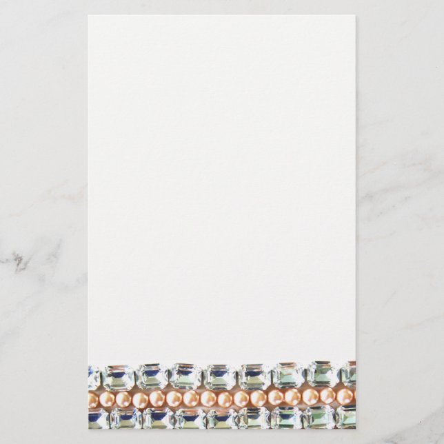 Papelería Diamantes de imitación y perlas - joyas antiguas (Anverso)