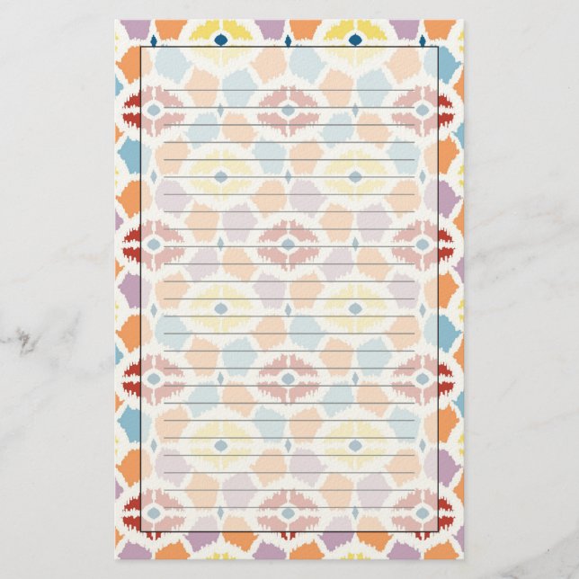 Papelería Diamantes en colores ikat geométricos (Anverso)