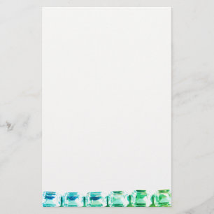 Papelería diamantes verde azulados azules vintage, piedras a