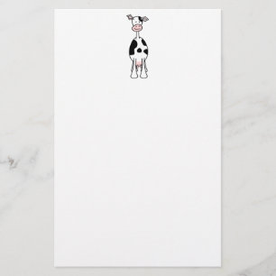 Papelería Dibujo animado blanco y negro de la vaca. Frente