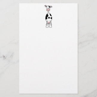 Papelería Dibujo animado blanco y negro de la vaca. Frente